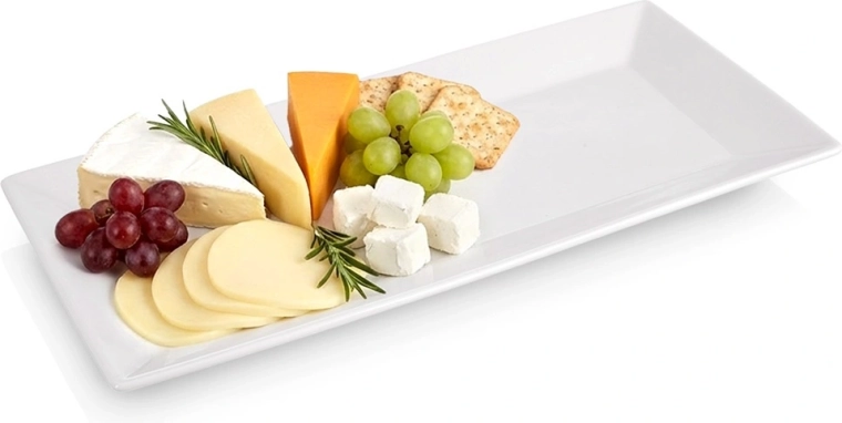 Platou de servire din porțelan MONA 35 × 17 cm, alb