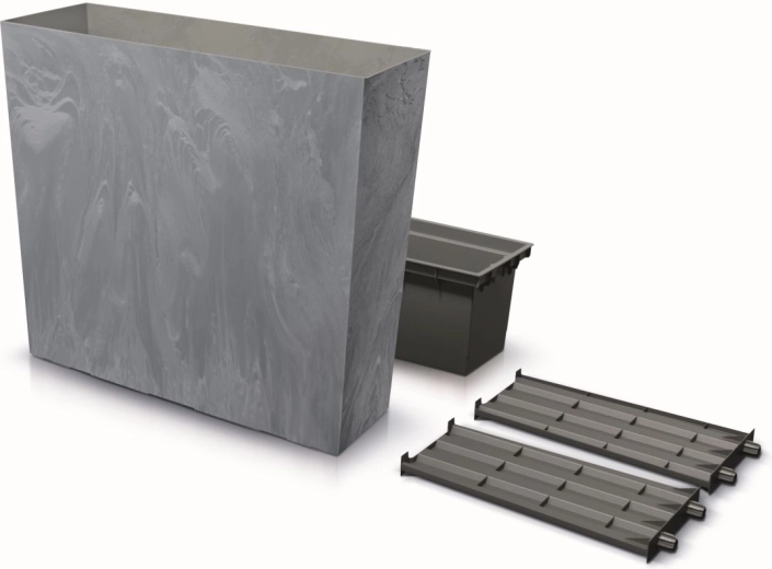 Jardiniere înaltă cu efect de beton URBI CASE T, marengo, 77 cm