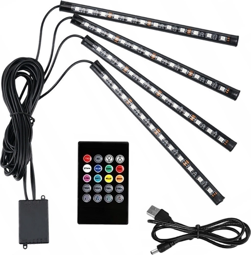 Iluminare LED RGB pentru interiorul autoturismului cu senzor de sunet