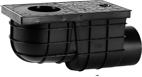 Capcană laterală pentru ape de acoperiș DN 110, plastic, negru