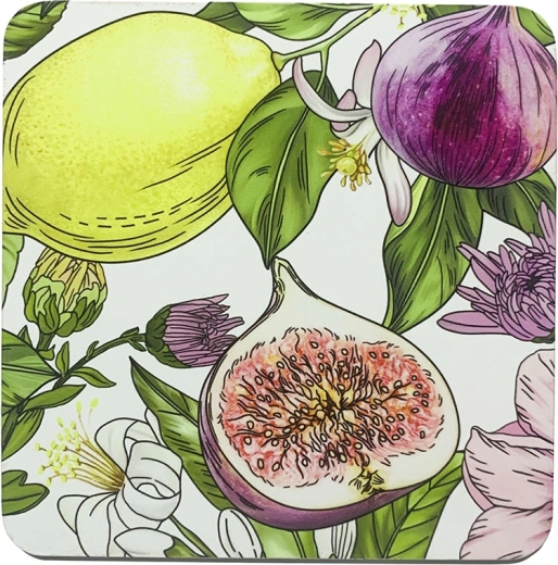 Set de suporturi pentru pahare Lemon 10 × 10 cm, 4 buc. în cutie cadou