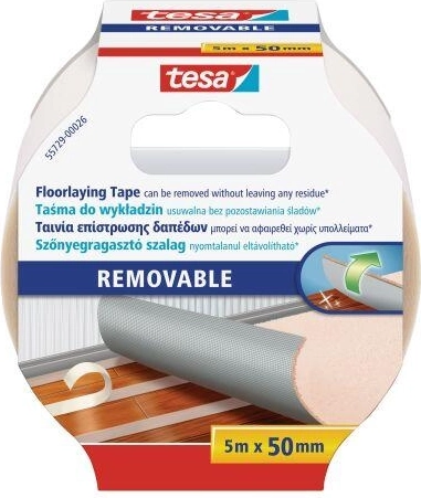 Bandă pentru mochetă 50 mm × 5 m cu întăritură textilă Tesa