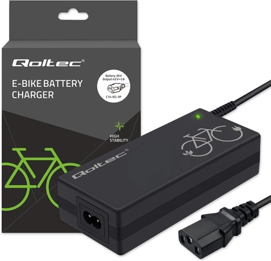 Încărcător pentru biciclete electrice 36 V, 42 V, 2 A cu conector C14 IEC 3 pini + cablu de alimentare
