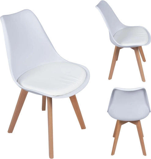 Scaun de dining scandinav cu pernă albă - 1 bucată