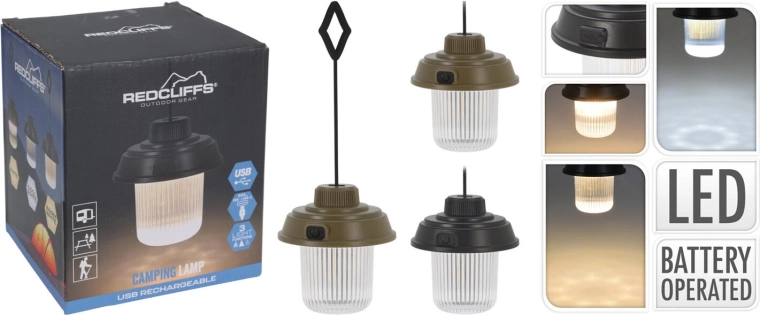 Lampă de camping USB-C, 3 moduri, reîncărcabilă