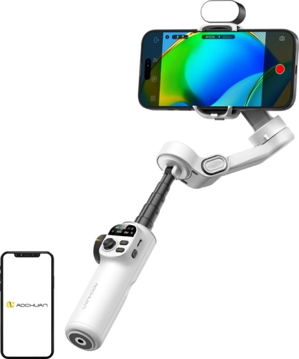 Stabilizator AOCHUAN Smart X2 cu iluminare RGB (alb)