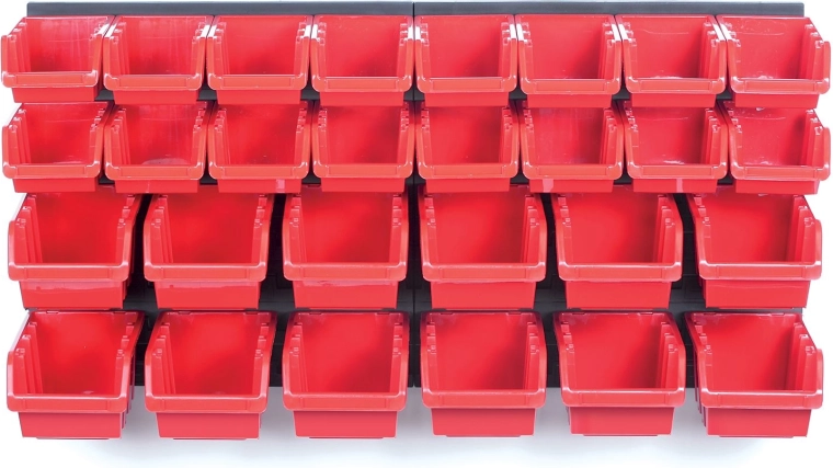 Panou suspendat pentru unelte cu 28 de cutii ORDERLINE, 800 × 165 × 400 mm