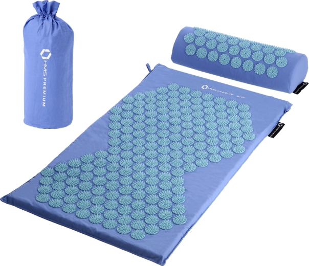 Set acupresură cu saltea și pernă HMS Premium, albastru