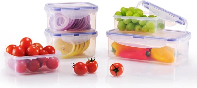 Set de recipiente pentru alimente cu capac cu clemă, 5 buc.