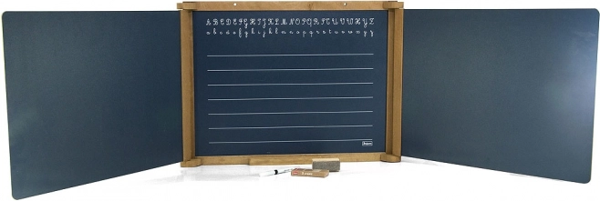 Jeujura tablă de perete multifuncțională din lemn cu trei aripi 156 × 43 cm cu accesorii