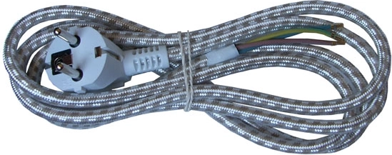 Cablu de alimentare textil Solight flexo 3 m, 3×0,75 mm², împletit, ștecher unghiular