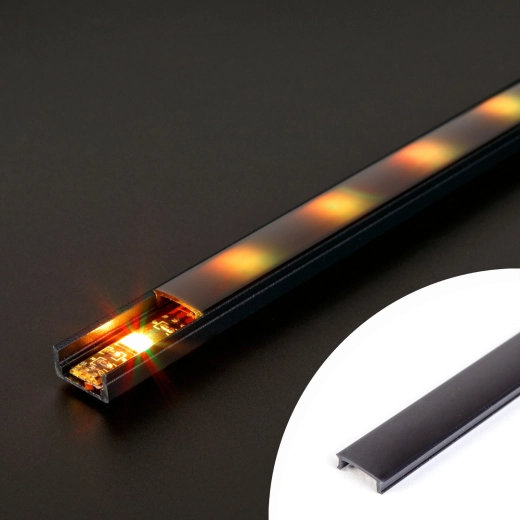 Capac opal negru pentru profil LED din aluminiu, 1000 mm