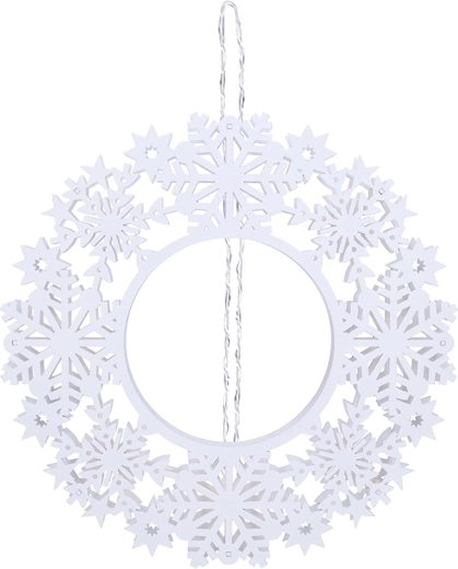 Solight coroniță de Crăciun din lemn cu LED și temporizator 30 cm, albă - 1 bucată