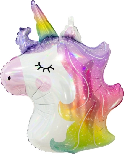 Balon din folie unicorn – lucios, în culori curcubeu