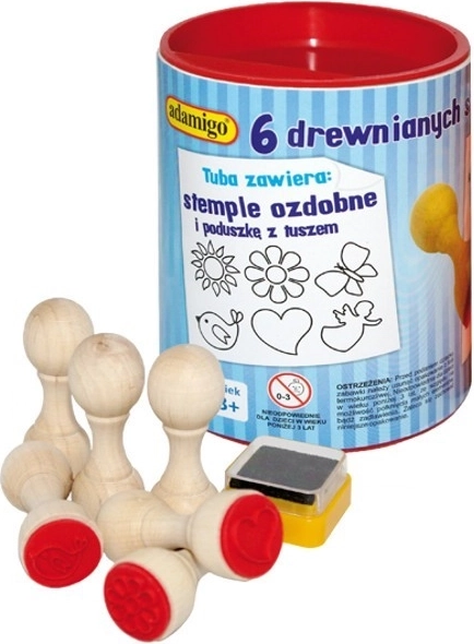 Set de 6 ștampile decorative din lemn cu tușieră