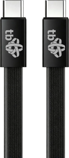 Cablu plat din silicon USB-C la USB-C, 1 m, negru