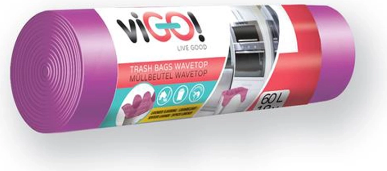 Pungi pentru gunoi cu mânere 60 l, parfum lavandă, 18 bucăți