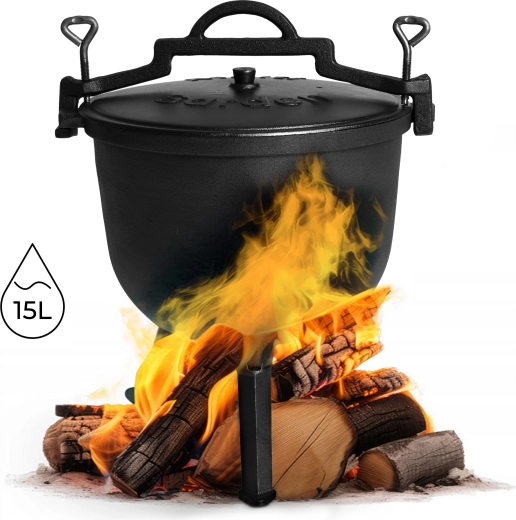 Ceaun suspendat din fontă 15 l pentru foc MULTIGARDEN