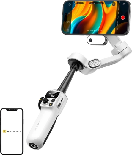 Aochuan P2 stabilizator magnetic pe 3 axe pentru mobil cu senzor AI, alb