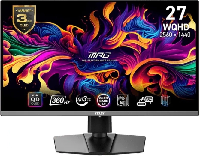 Monitor de gaming MSI MPG 271QRX QD-OLED 26,5" WQHD 360 Hz negru