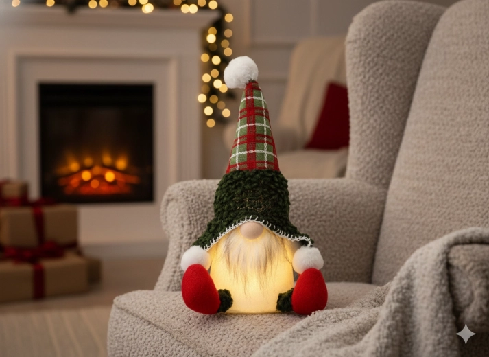 Spiriduș de Crăciun așezat verde 22 × 17 × 34 cm