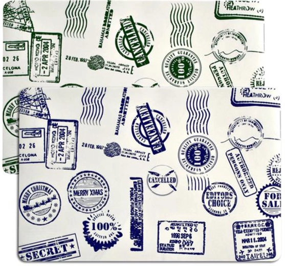 Suport de masă din plastic TORO 43 × 28 cm cu motiv de ștampile, mix de culori