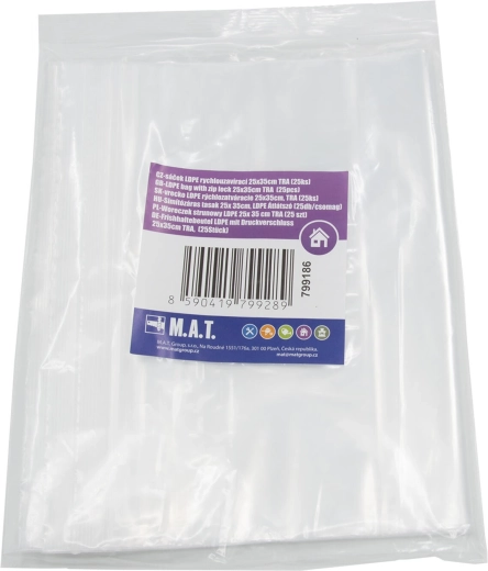 Pungi LDPE cu închidere rapidă 25 × 35 cm, transparente, 25 buc