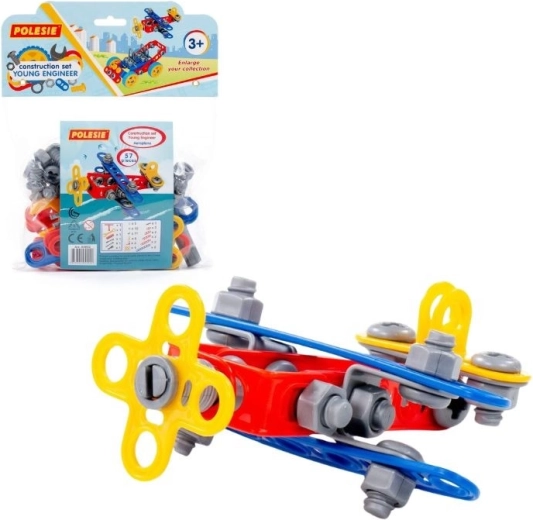 Set de construcție micul inginer – avion, 57 piese