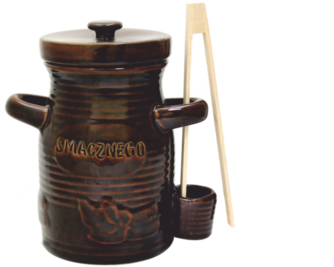 Vas de fermentare ceramic 1,5 l cu capac și clești