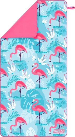 Prosop din microfibră cu uscare rapidă NILS Camp flamingo 160 × 80 cm