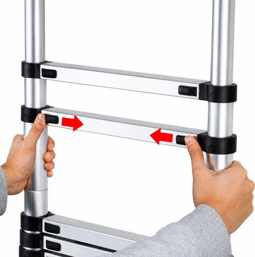 Scară telescopică cu 11 trepte, 3,2 m, capacitate de încărcare 150 kg