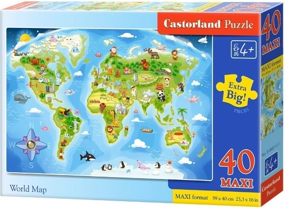 Puzzle Castorland hartă ilustrată a lumii MAXI 40 piese