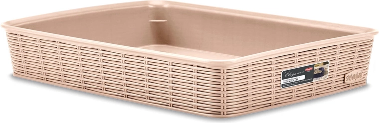 coș Elegance, plastic bej 35,5 × 26 × 6 cm