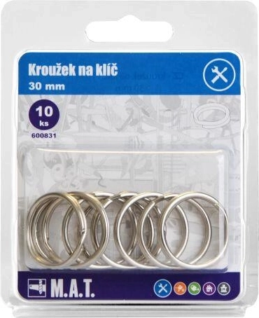 Inel pentru chei 30 mm nichel – set 10 buc