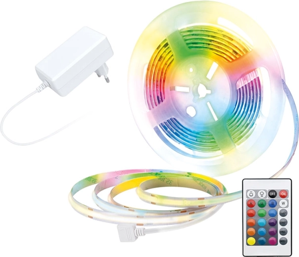 Bandă LED RGB Solight cu adaptor și telecomandă, 3 m
