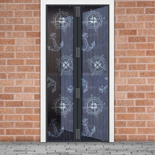 Plasă magnetică antiinsecte pentru ușă, cu motiv ancoră, 100 × 210 cm