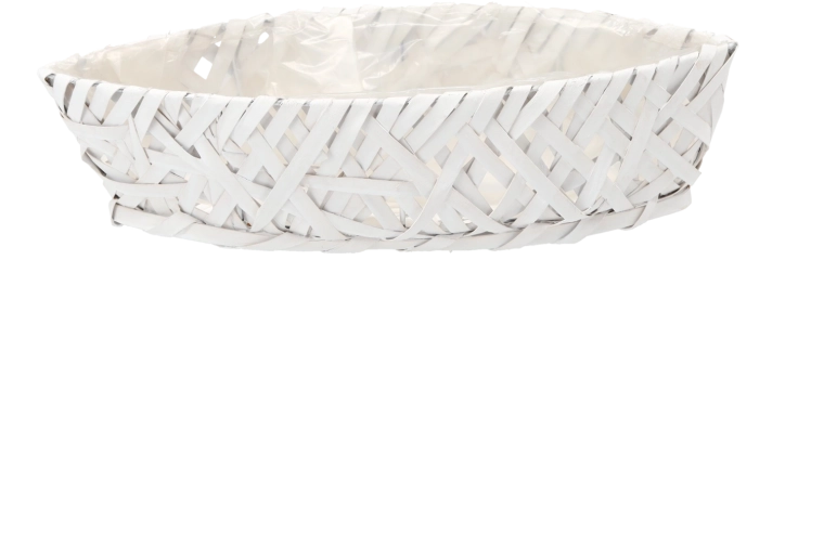 Ghiveci decorativ din lemn în formă de bărcuță, alb, 58 × 23 × 12 cm