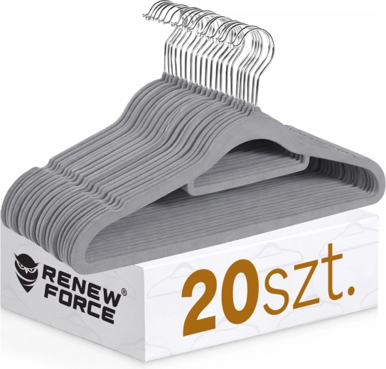 Umeraș premium antiderapant pentru haine – set 20 buc (gri)