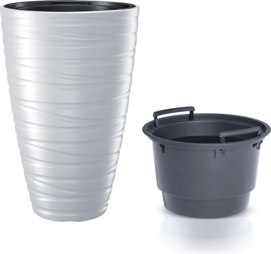 Ghiveci înalt cu inserție interioară Maze 37,5 cm alb