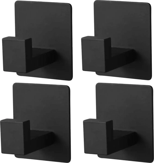 DA106 4x cârlige de baie negre autoadezive