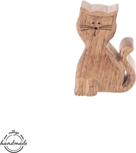 Decorațiune din lemn Pisică Mango Micka 10 cm