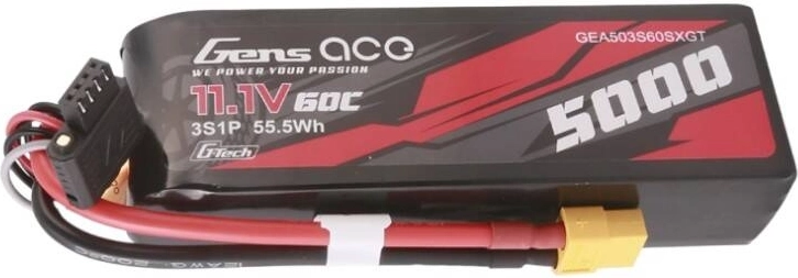 Gens ace G-Tech 5000mAh 11,1V 60C 3S1P Lipo scurt cu conector XT60