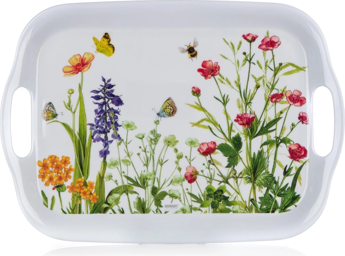 Tavă de servire din melamină Meadow 36 × 25,5 cm cu mânere
