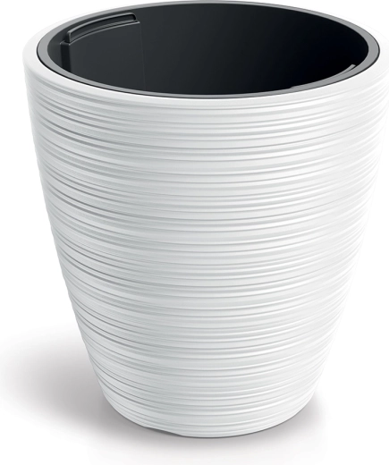 Ghiveci de flori din plastic Vena Round 39 cm – alb