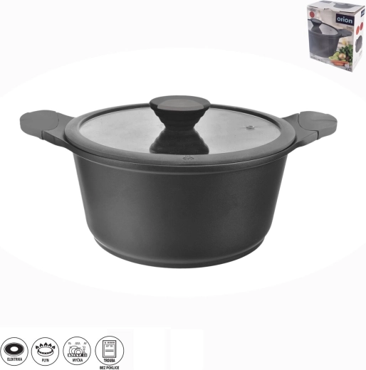 Oală GALI 4,5 l cu capac din sticlă