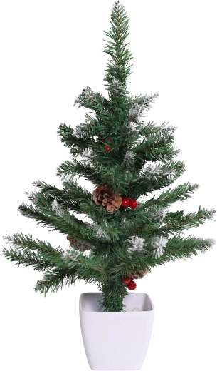 Brad artificial de Crăciun în ghiveci, pin nins, 90 cm