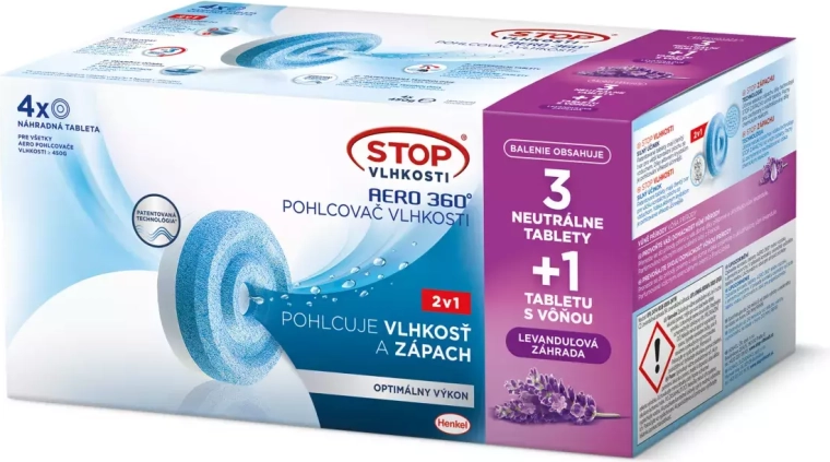 Ceresit Stop umiditate Aero 360° rezerve tablete 2în1, 3× neutru + 1× lavandă