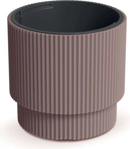 Ghiveci striat cu inserție 29,8 cm – culoare marsala, plastic rezistent