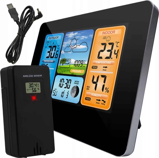 Stație meteo de uz casnic Renew Force Sunny cu afișaj LCD color și senzor exterior wireless - 1 bucată