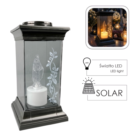Felinar solar cu Fecioara Maria LED 28 cm